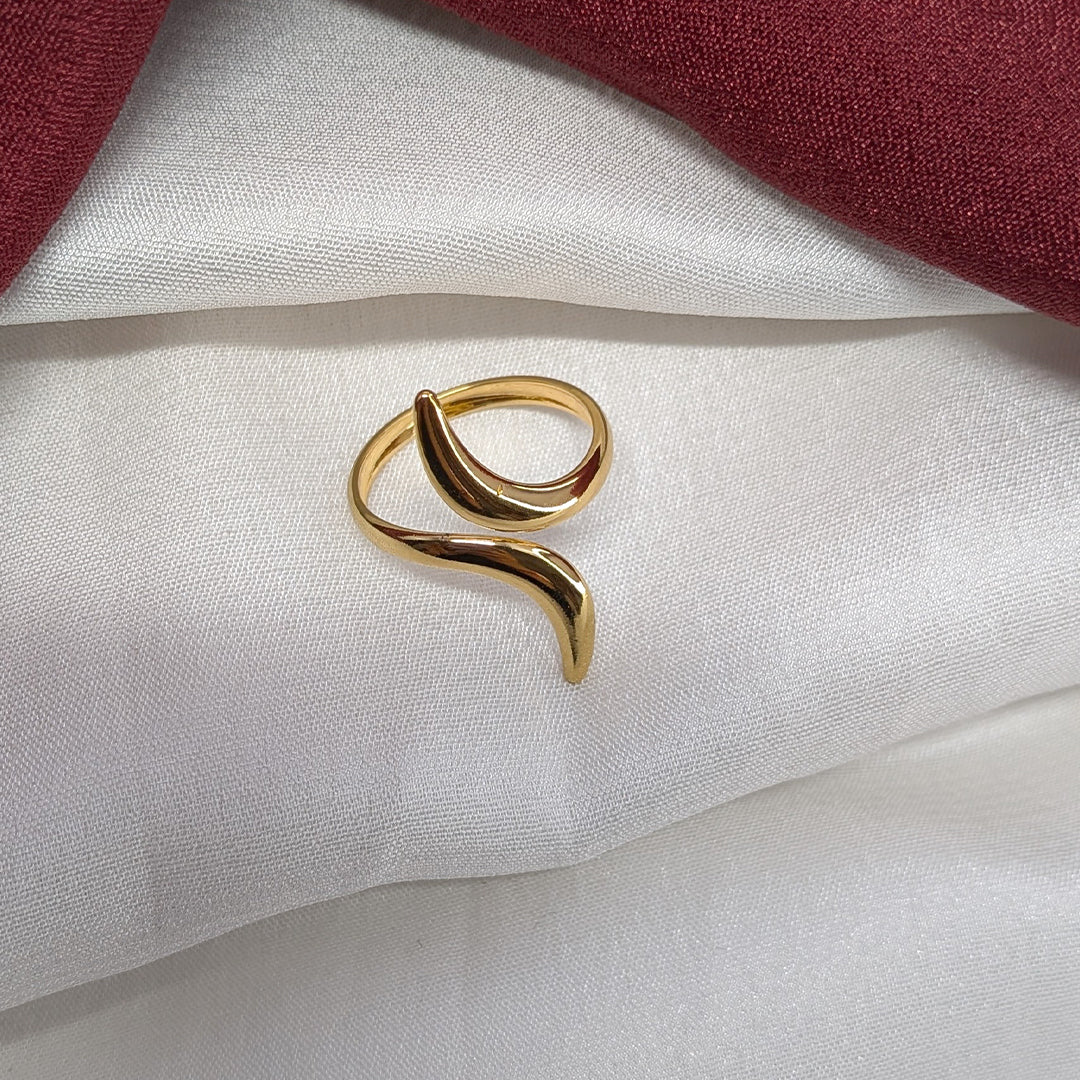 Gold Plated Curved Double Wave Open Ring for Women & Girls (Anti Tarnish)