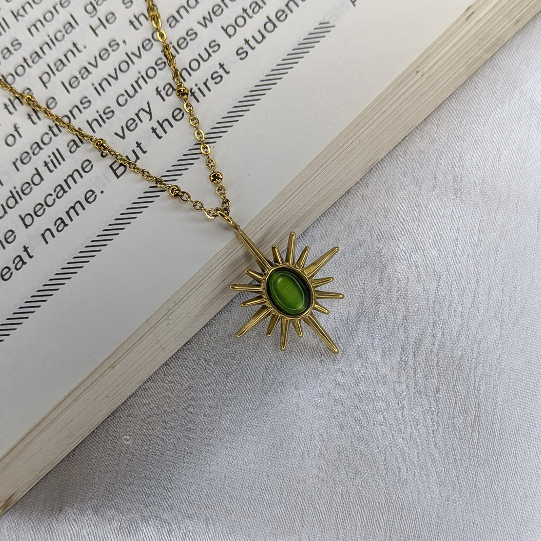 Gold Plated Radiant Sunburst Pendant for Women