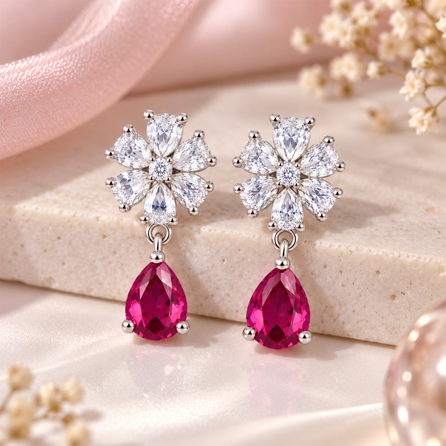 Trendy Elara Teardrop Floral Stud Earrings for Girls & Women's