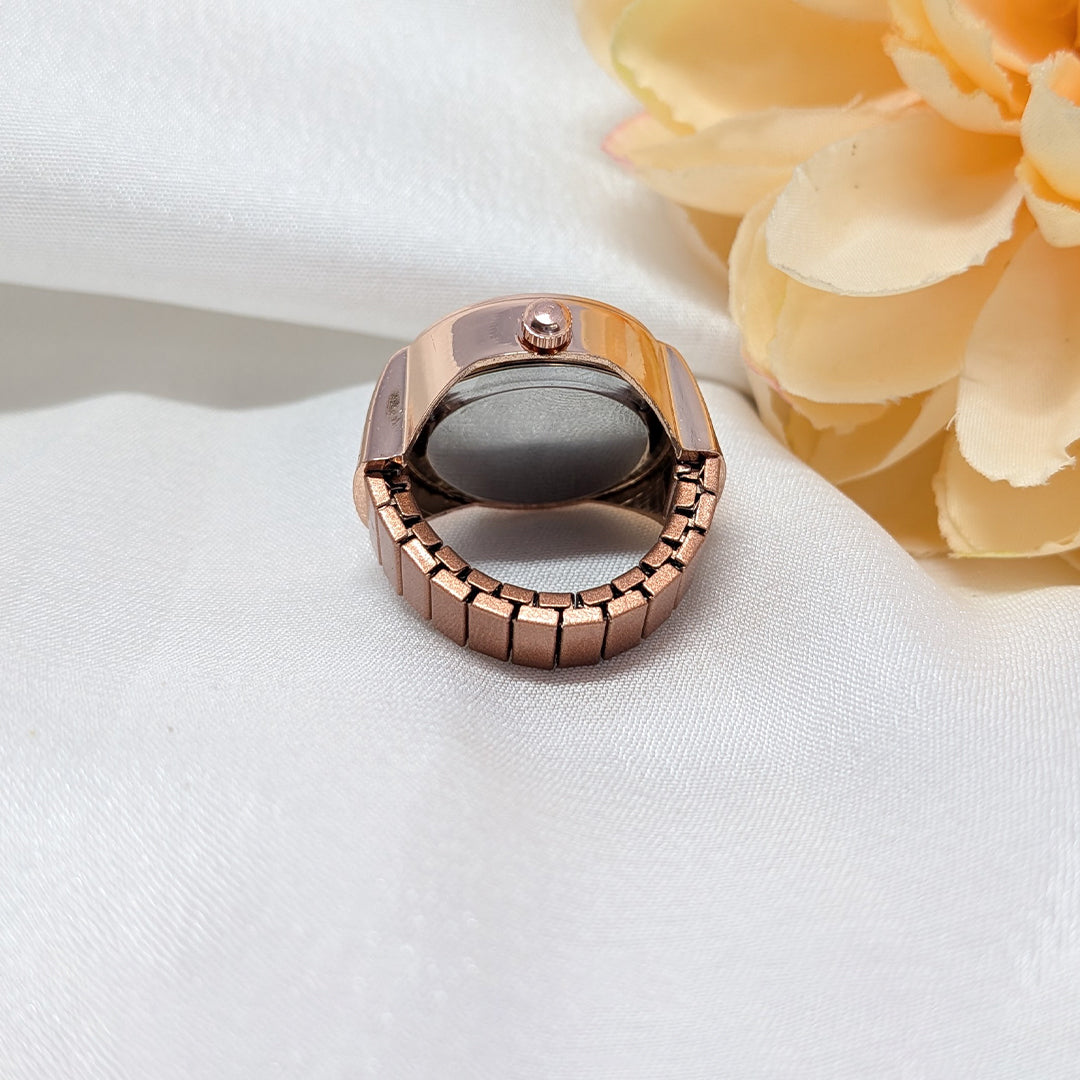 Rose Gold Stretchy Finger Ring Watch for Men & Women