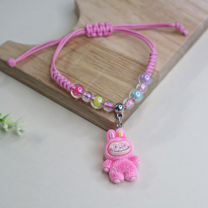 Labubu Bunny Kids Beaded Bracelet with Adjustable Strap