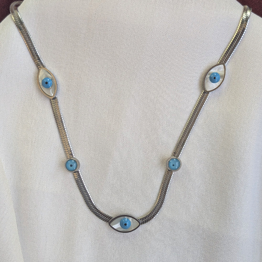 Silver Plated Blue Evil Eye Protection Pendant For Girls & Women
