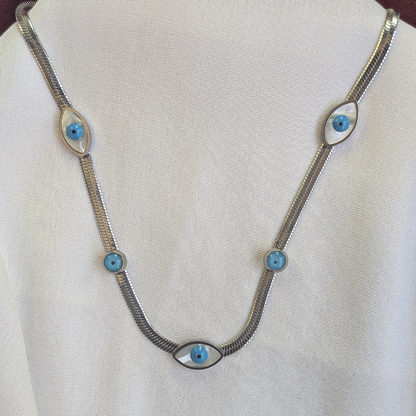 Silver Plated Blue Evil Eye Protection Pendant For Girls & Women