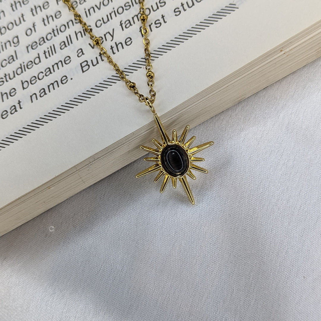 Gold Plated Radiant Sunburst Pendant for Women