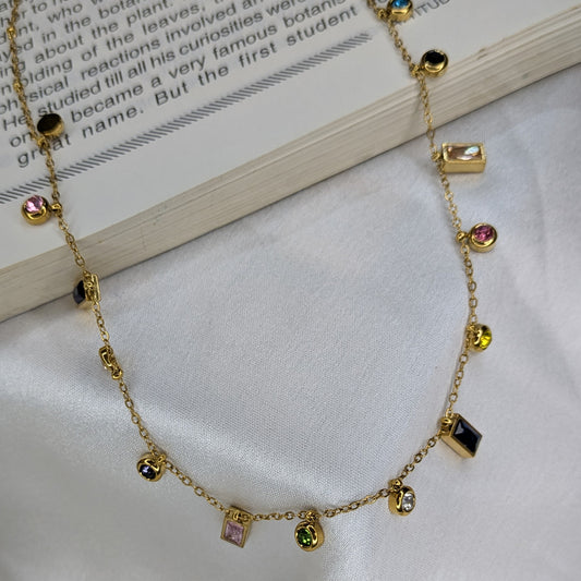 Gold Finish Multi Color Stone Charm Pendant For Girls & Women