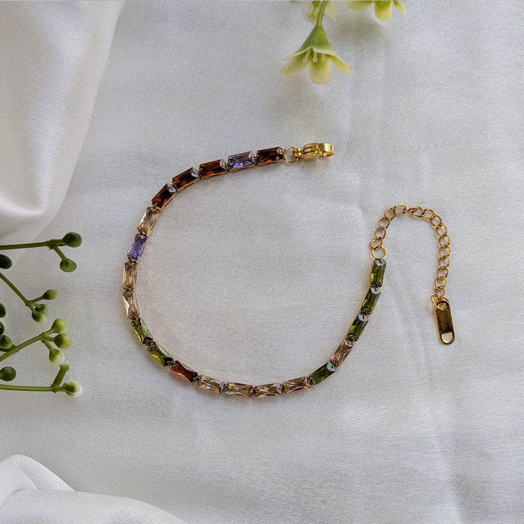 Radiant Multicolor Baguette AD Stone Bracelet For Girls & Women