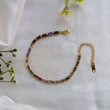 Radiant Multicolor Baguette AD Stone Bracelet For Girls & Women