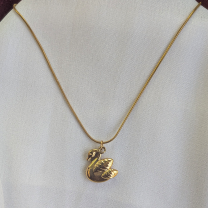 Gold Plated Elegant Swan Pendant For Girls & Women