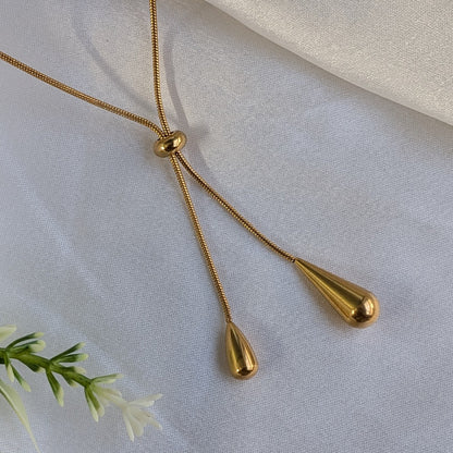 Minimalist Gold Teardrop Adjustable Chain Necklace For Girls & Women