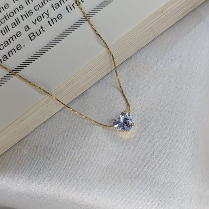 Gold Finish Heart Crystal Centre Pendant For Girls & Women