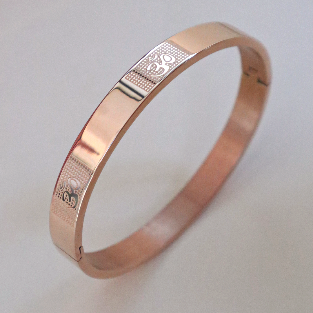 Rose Golden Stainless Steel Men’s Bracelet Engraved with OM