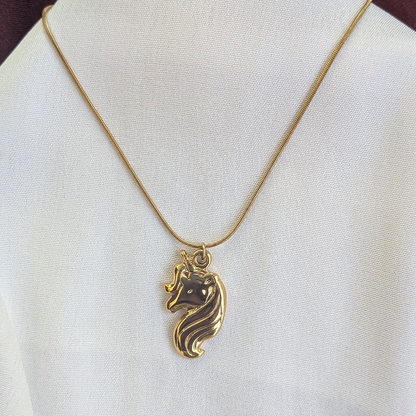 Gold Plated Unicorn Pendant Necklace For Girls & Women