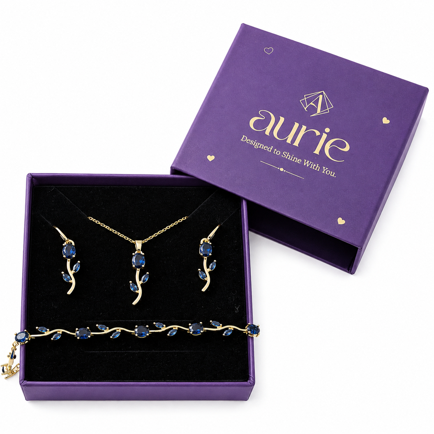 Gold-Tone Tulip Jewelry Set with Beacelet for Women & Girls