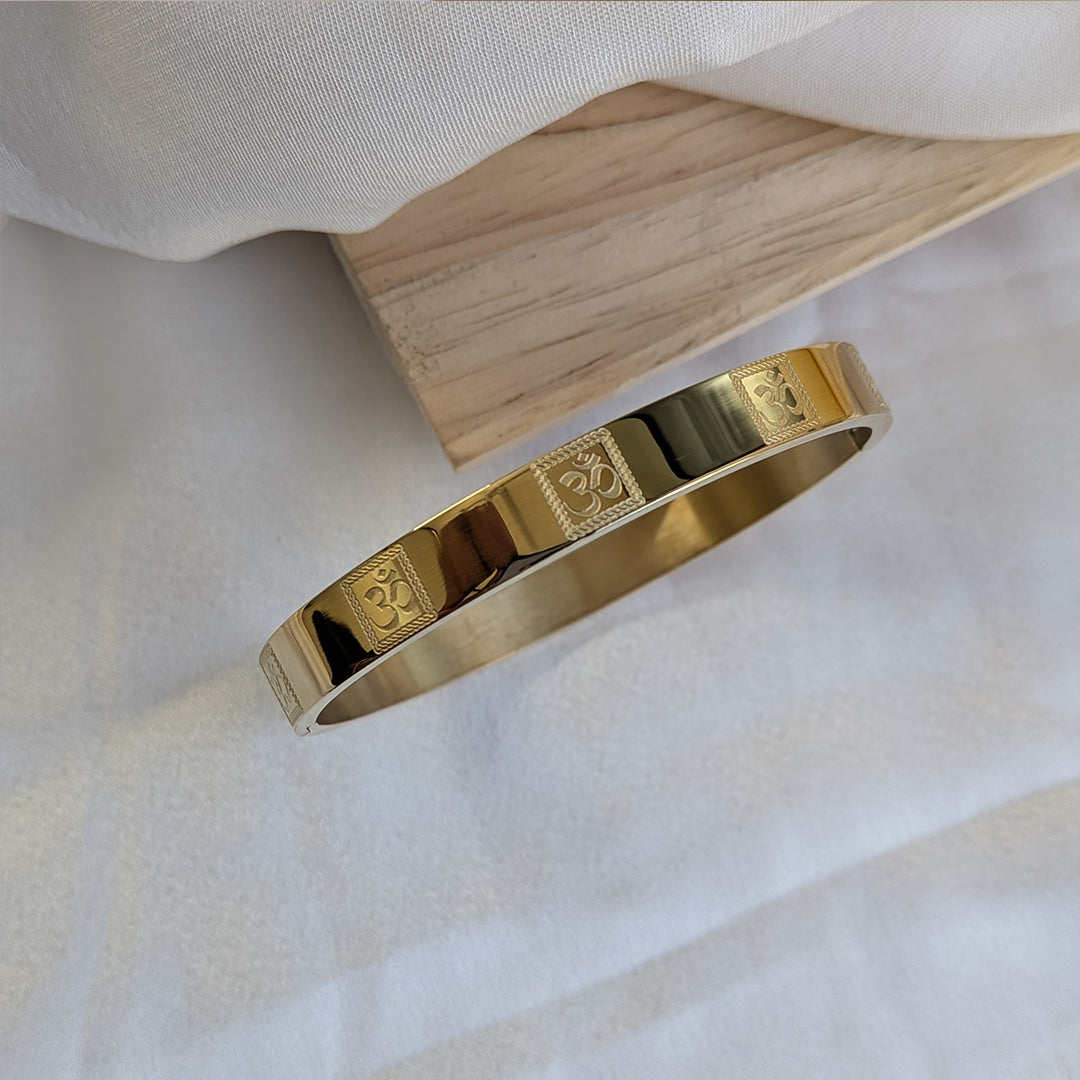 Spiritual OM Design Engraved Stainless Steel Bracelet For Men