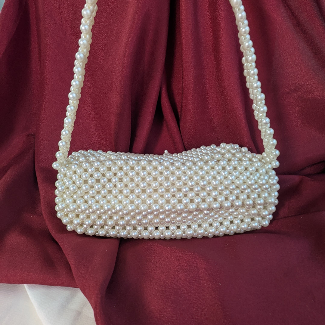 Stylish Lightweight Pearl Beaded Handbag for Women