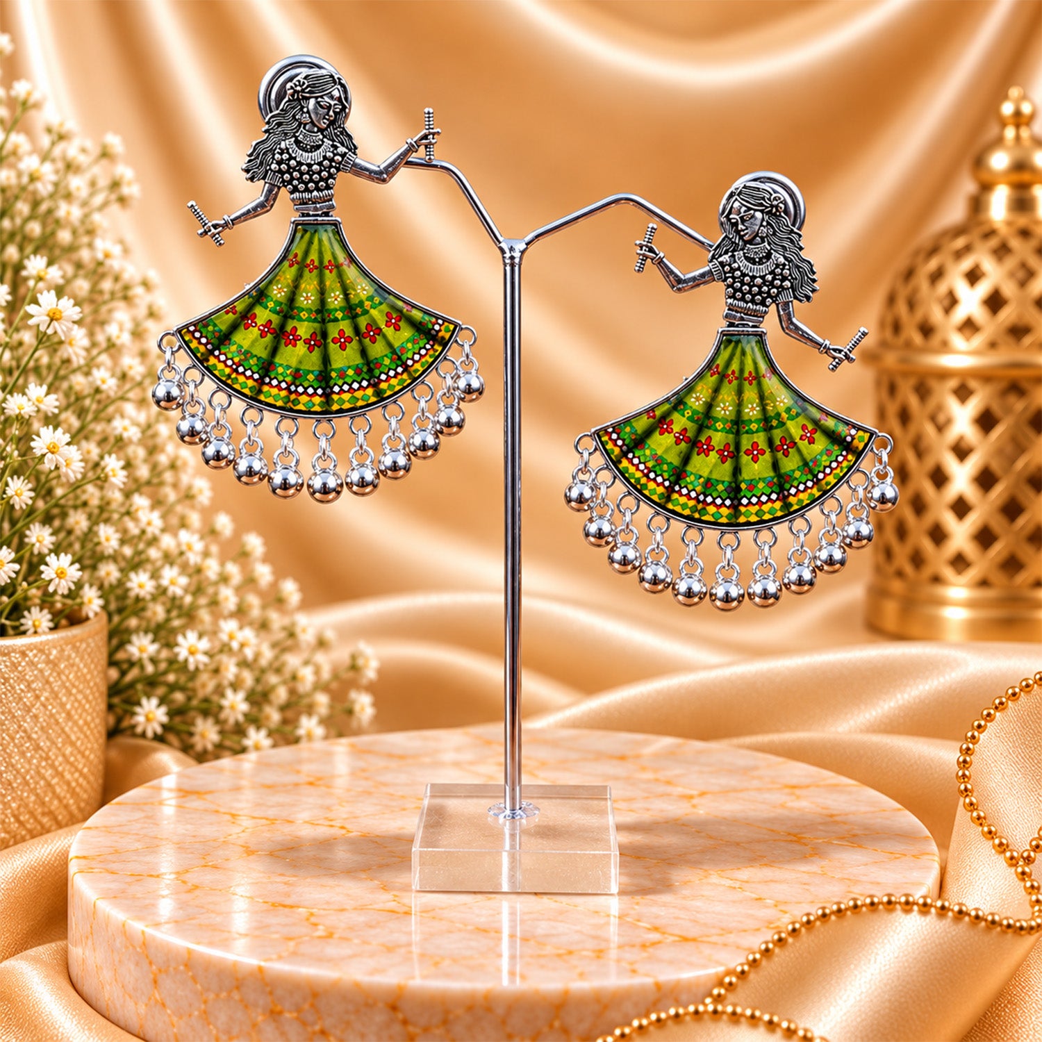 Oxidized Garba Dancer Drop Earrings for Girls & Women's