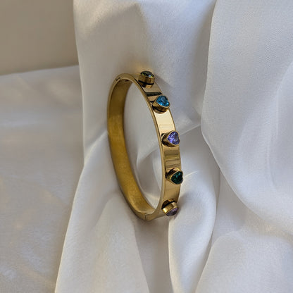 Gold Finish Heart Shaped AD Stone Bracelet For Girls & Women