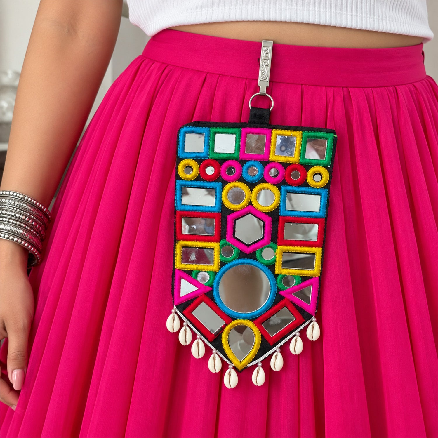 Handcrafted Traditional Indian Mirror-Work Pouch