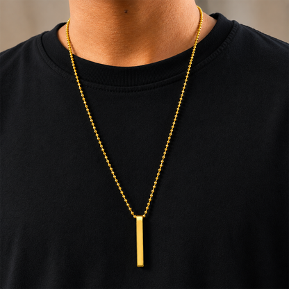 Sleek Vertical Bar 3D Cuboid Design Pendant for Men & Boys