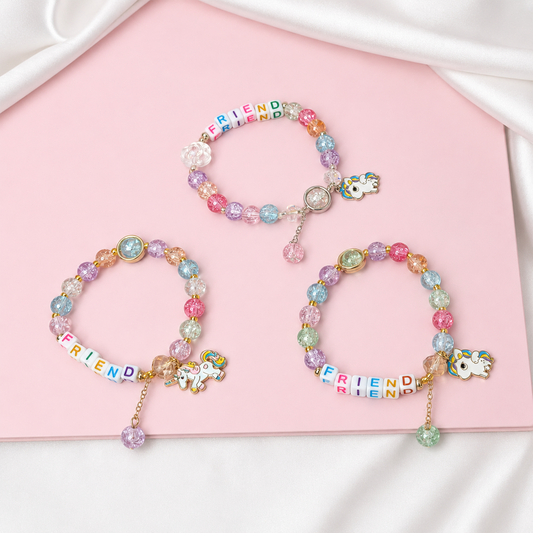 Colorful Unicorn Charm Friendship Day Bracelets for Kids, Boys & Girls