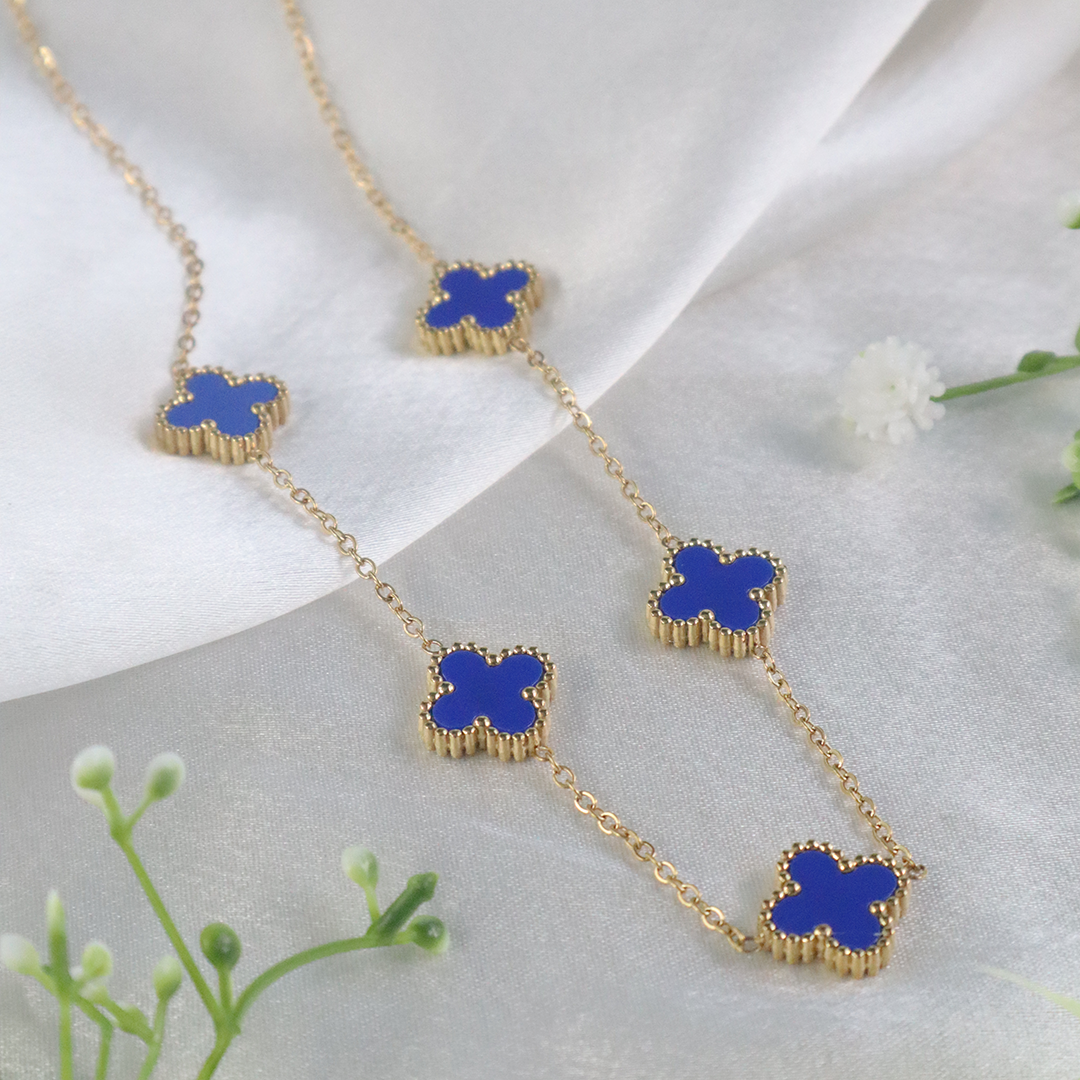 18K Gold Plated Eternal Five Clover Pendant Necklace ( Anti-Tarnish )