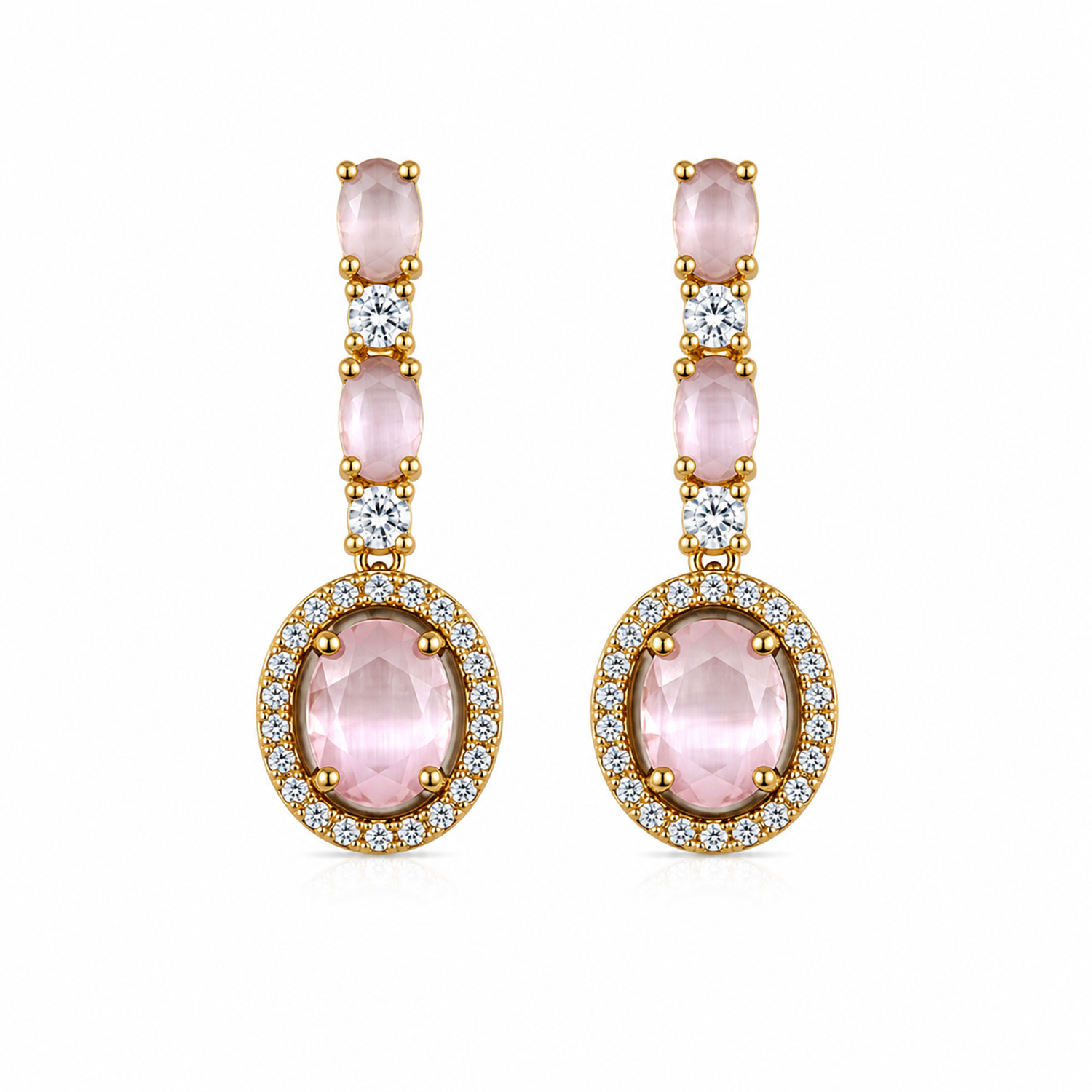 Sway CZ Stone Halo Drop Earrings for Girls & Women's