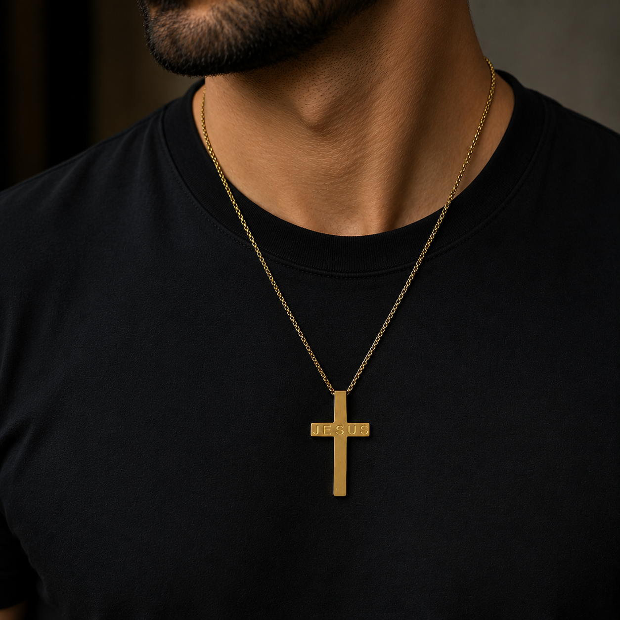 Jesus Inscripted Cross Pendant For Men & Boys