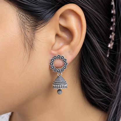 Oxidized Bell Shaped Drop Earrings for Girls & Women's