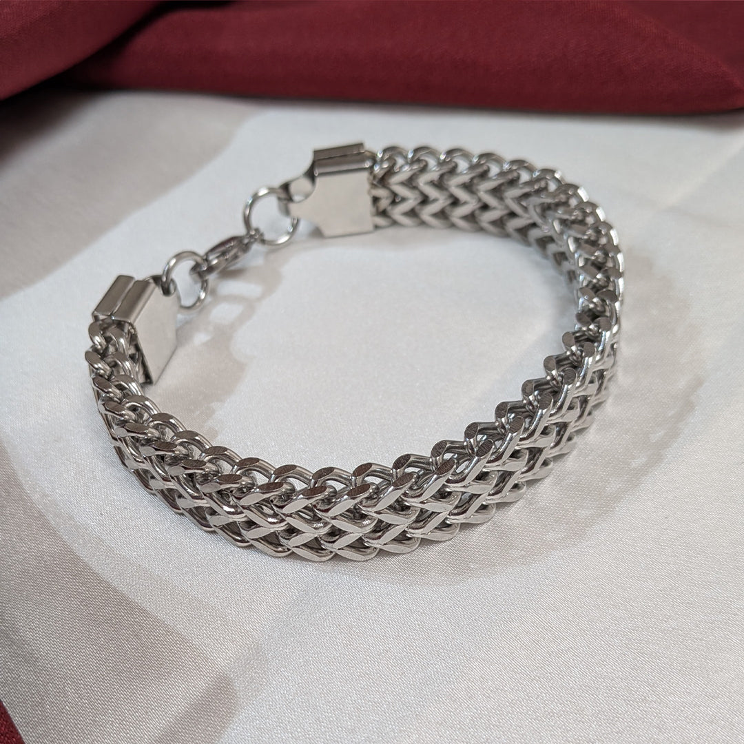 Classic Stainless Steel Woven Chain Bracelet For Men