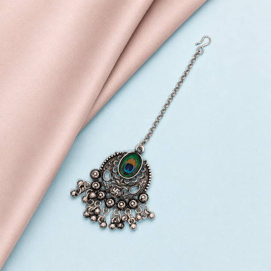 Oxidized Silver Satiya Design Maang Tikka for Girls & Women