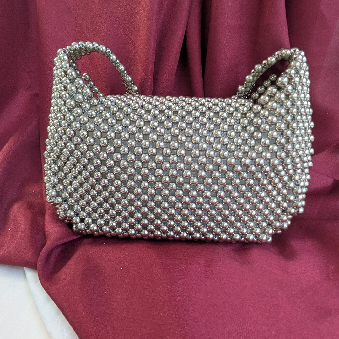 Luxurious Heavy Pearl-Embellished Clutch Handbag for Women