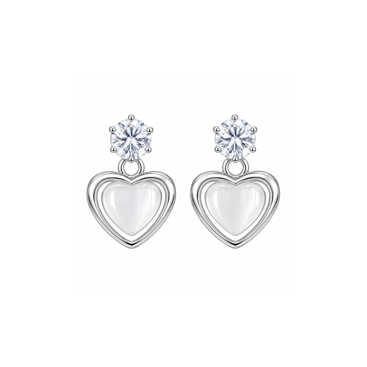 Solitaire Top Heart Earrings for Girls & Women's