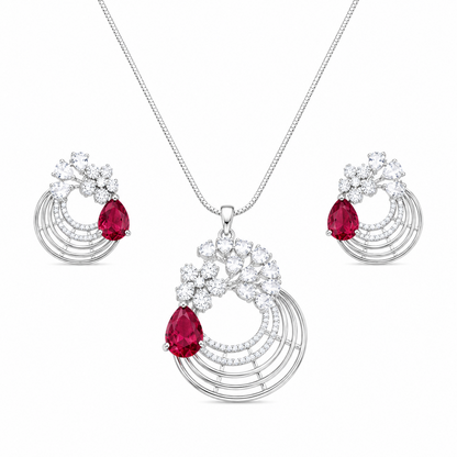 Distinctive Peacock Wings Teardrop Stone Pendant Set for Girls & Women's