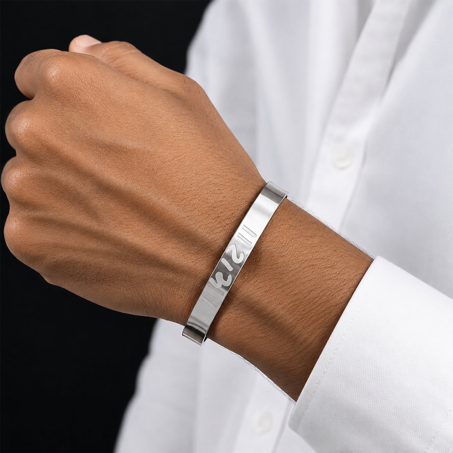 Men’s Stainless Steel Bracelet Engraved with Ram
