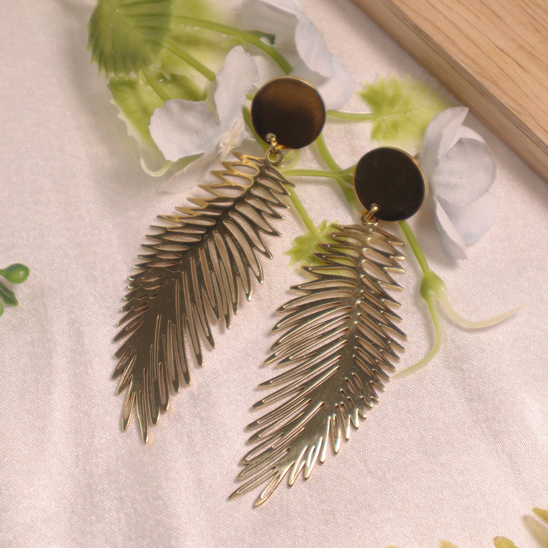 18K Gold Plated Leaf Earrings (Anti-Tarnish)