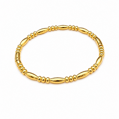 Bamboo Style Tubes & Small Bead Clusters Bracelet for Women & Girls