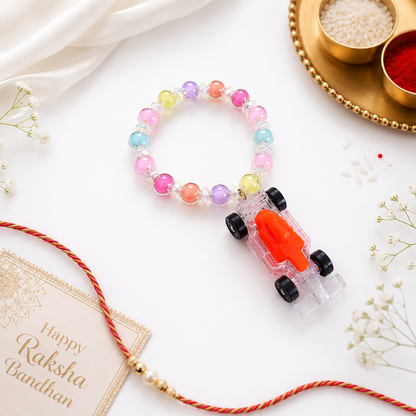 Cute Racing Car Charm Beaded Bracelet for Girls