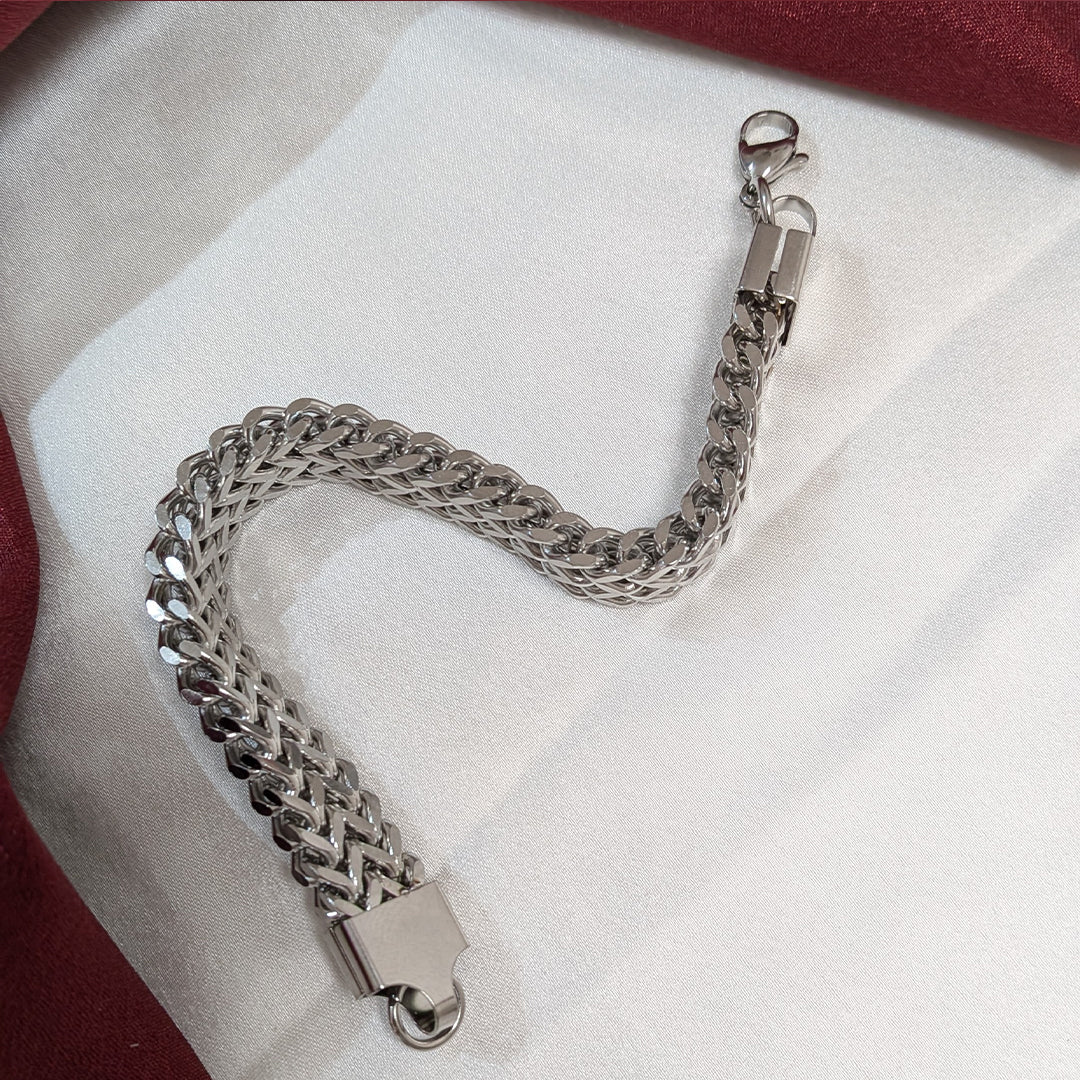 Classic Stainless Steel Woven Chain Bracelet For Men