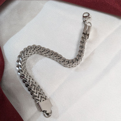 Classic Stainless Steel Woven Chain Bracelet For Men
