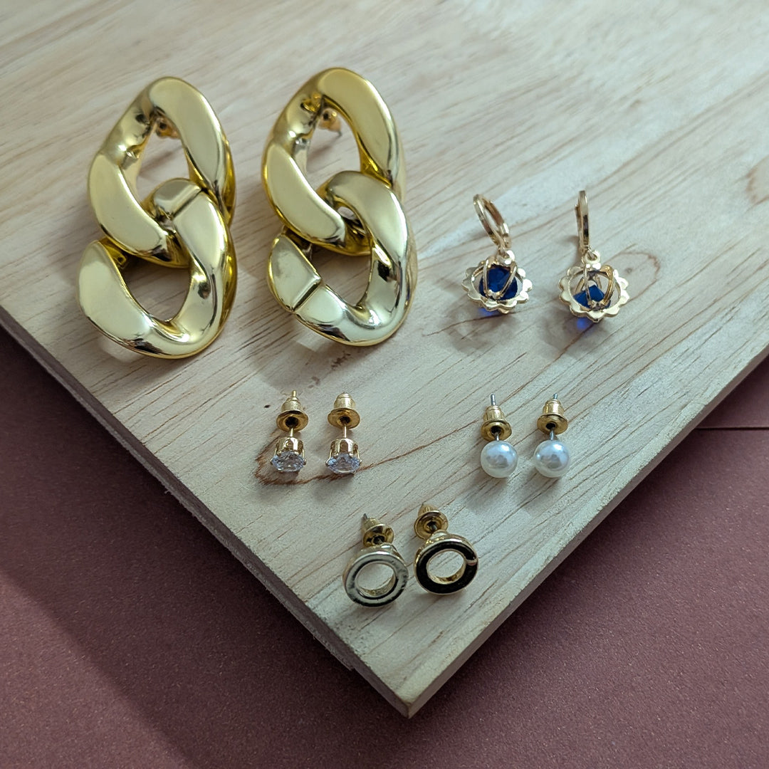 Elegant 5pcs Twisted Statement Earrings Set for Women & Girls