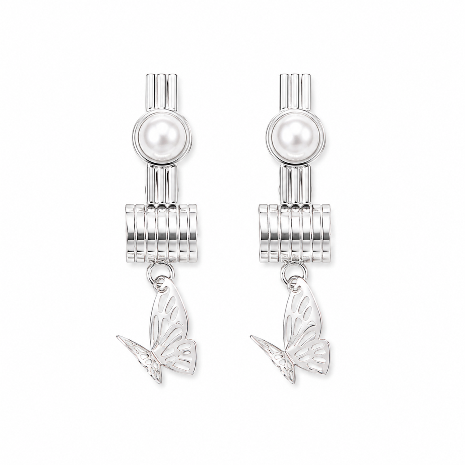 Adjustable Pearl Finger Ring with Butterfly Tassel Charm for Women & Girls