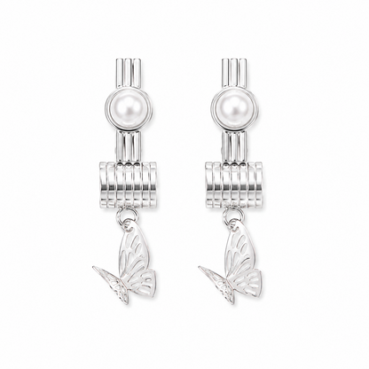 Adjustable Pearl Finger Ring with Butterfly Tassel Charm for Women & Girls