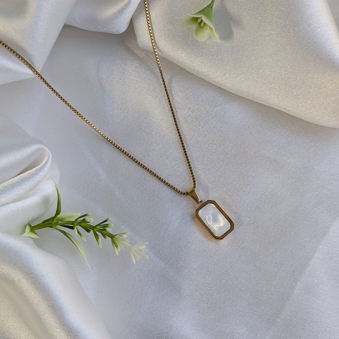 Reversible Gold Plated Dual Sided Black & White Enamel Pendant Necklace For Girls & Women