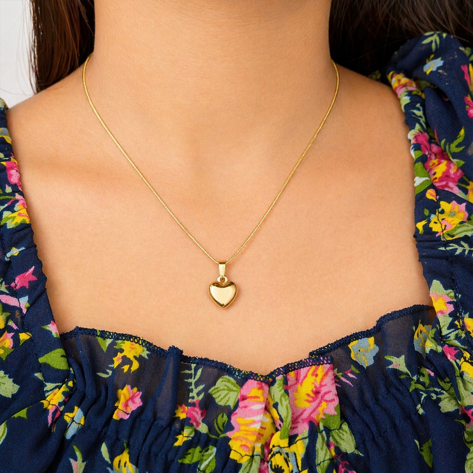 18k Gold Plated Minimal Heart Charm Pendant for Women & Girls