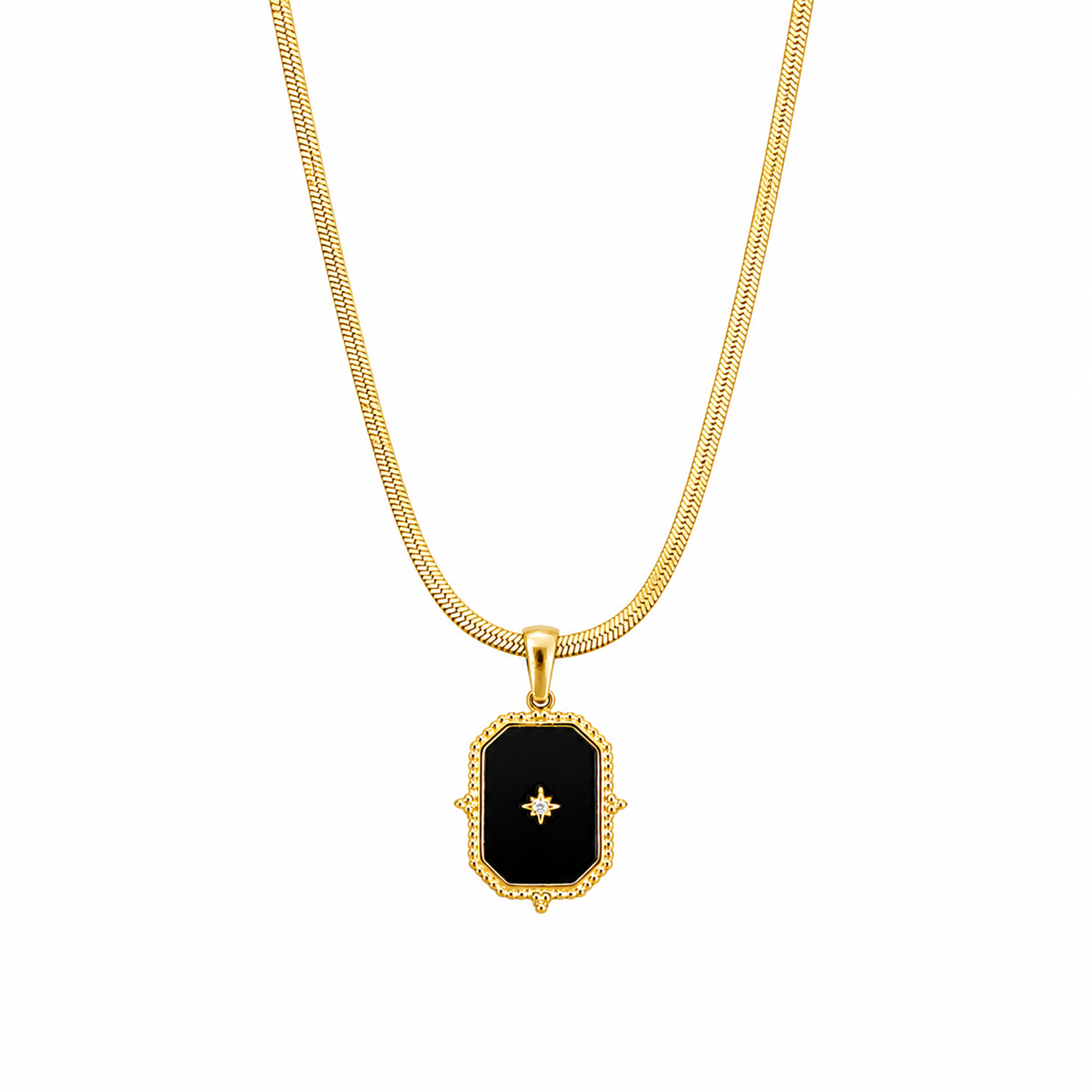 Geometric Frame Black Onyx Pendant for Girls & Women's