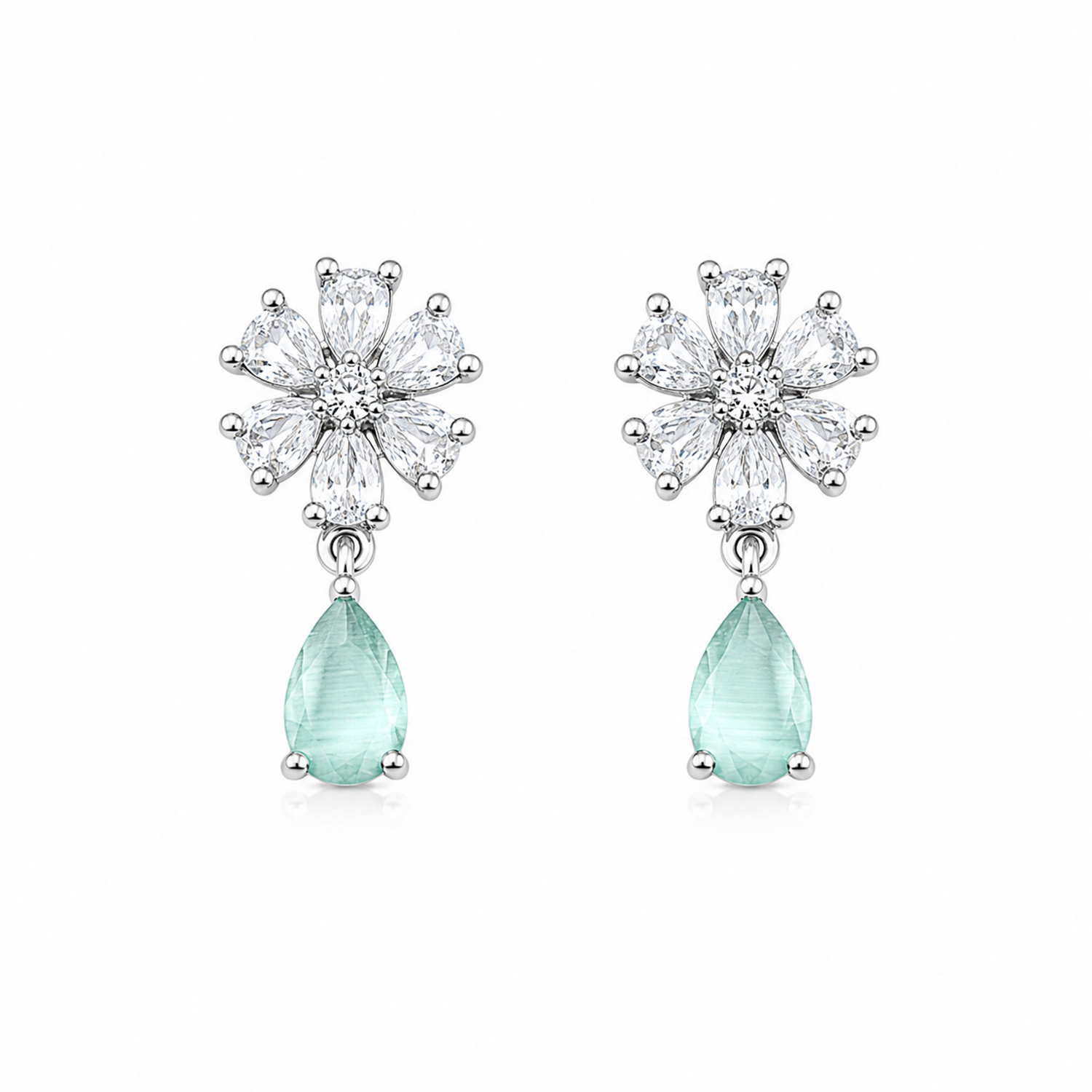 Trendy Elara Teardrop Floral Stud Earrings for Girls & Women's