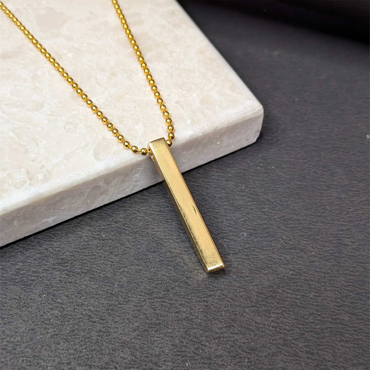 Sleek Vertical Bar 3D Cuboid Design Pendant for Men & Boys