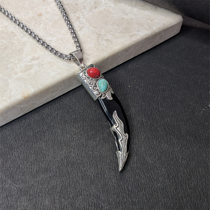 Ancient Tribal Horn Brass Pendant With Stainless Steel Chain For Men & Boys