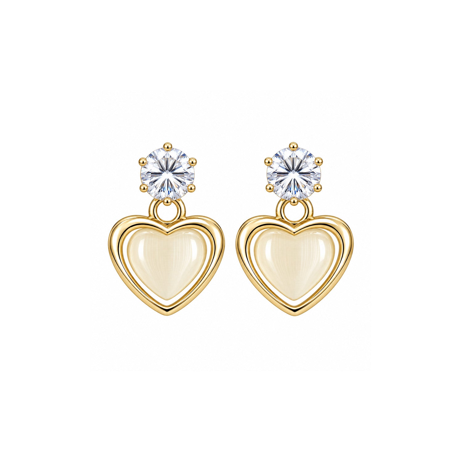 Solitaire Top Heart Earrings for Girls & Women's