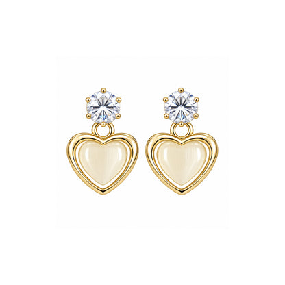 Solitaire Top Heart Earrings for Girls & Women's